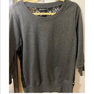 -Gray knit sweater with black lace back side!!